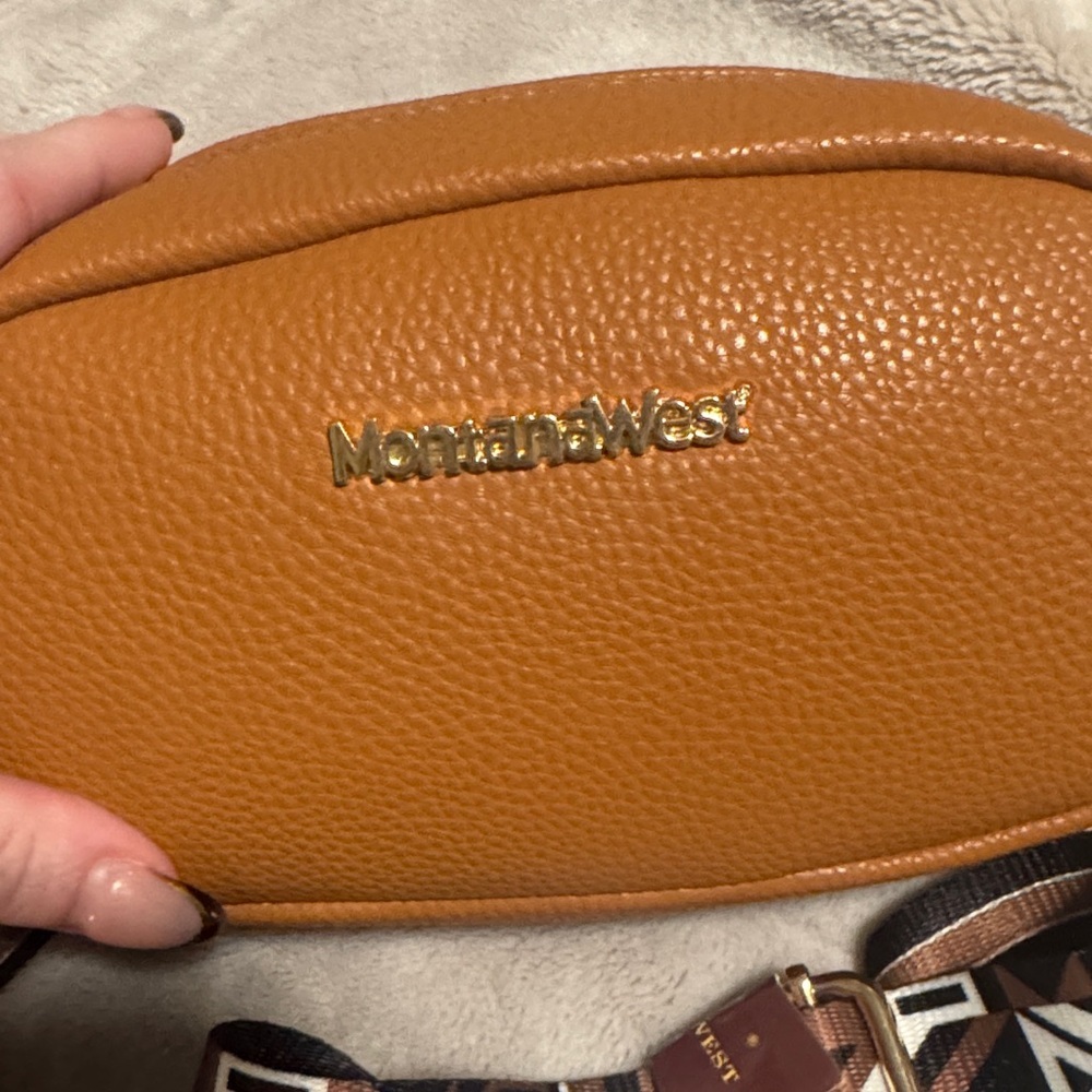 Montana West || NWT Brown Crossbody Bag with Patterned Strap - Picture 7 of 16